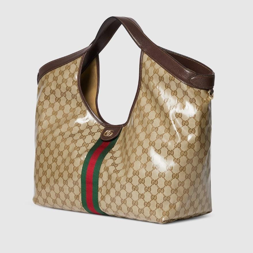 Gucci Giglio Large Tote Bag 21.3in/ 54cm Sand And Brown Gold Hardware For Women 853971 FAF1L 9653
