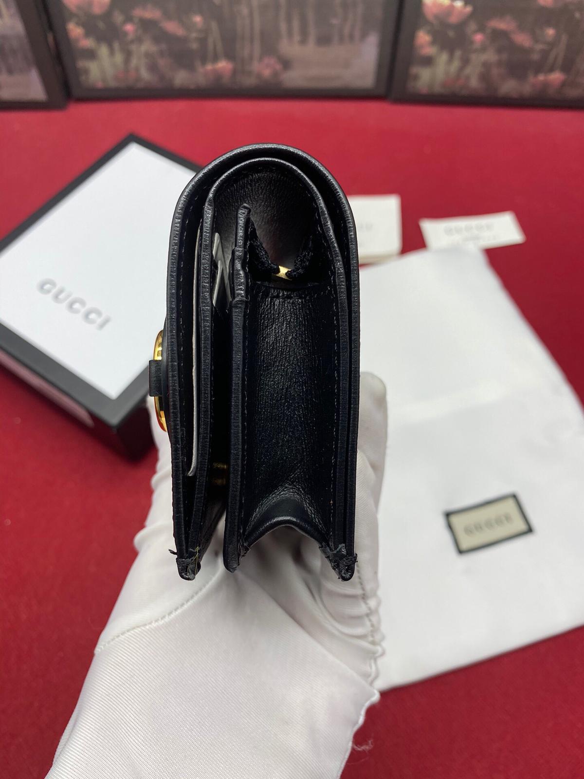 Gucci Horsebit 1955 Card Case Wallet Black Women’s Wallet 11cm/4.3in GG 621887 0YK0G 1000