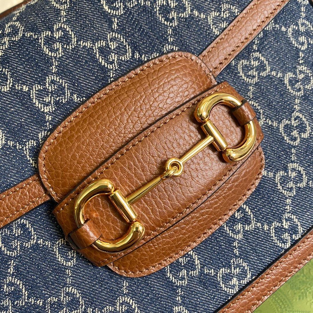 Gucci Horsebit 1955 Shoulder Bag Blue And Ivory For Women, Women's Bags 9.8in/25cm GG