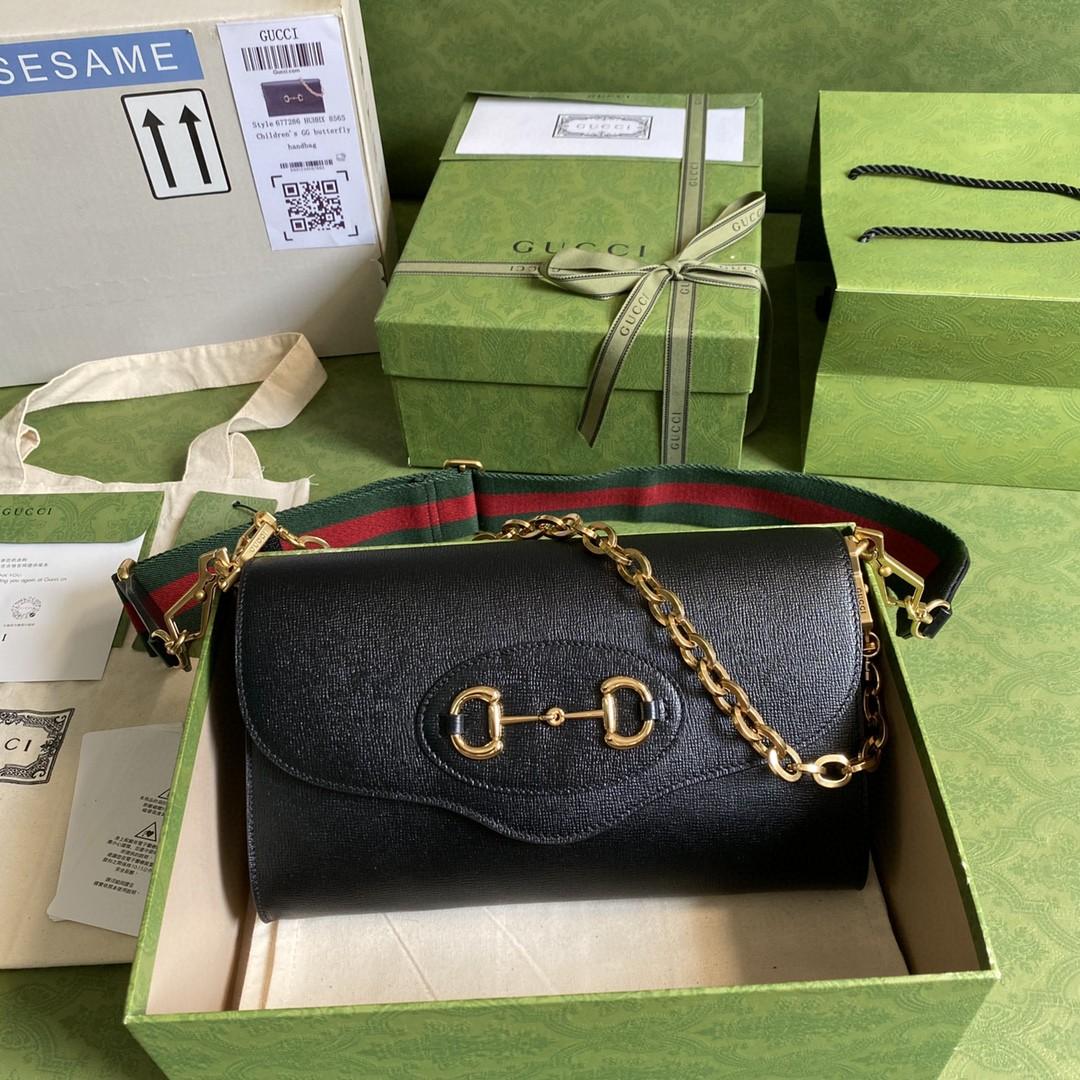 Gucci Horsebit 1955 Petit sac noir pour les femmes 10.2in/26cm 677286 18YSX 1060