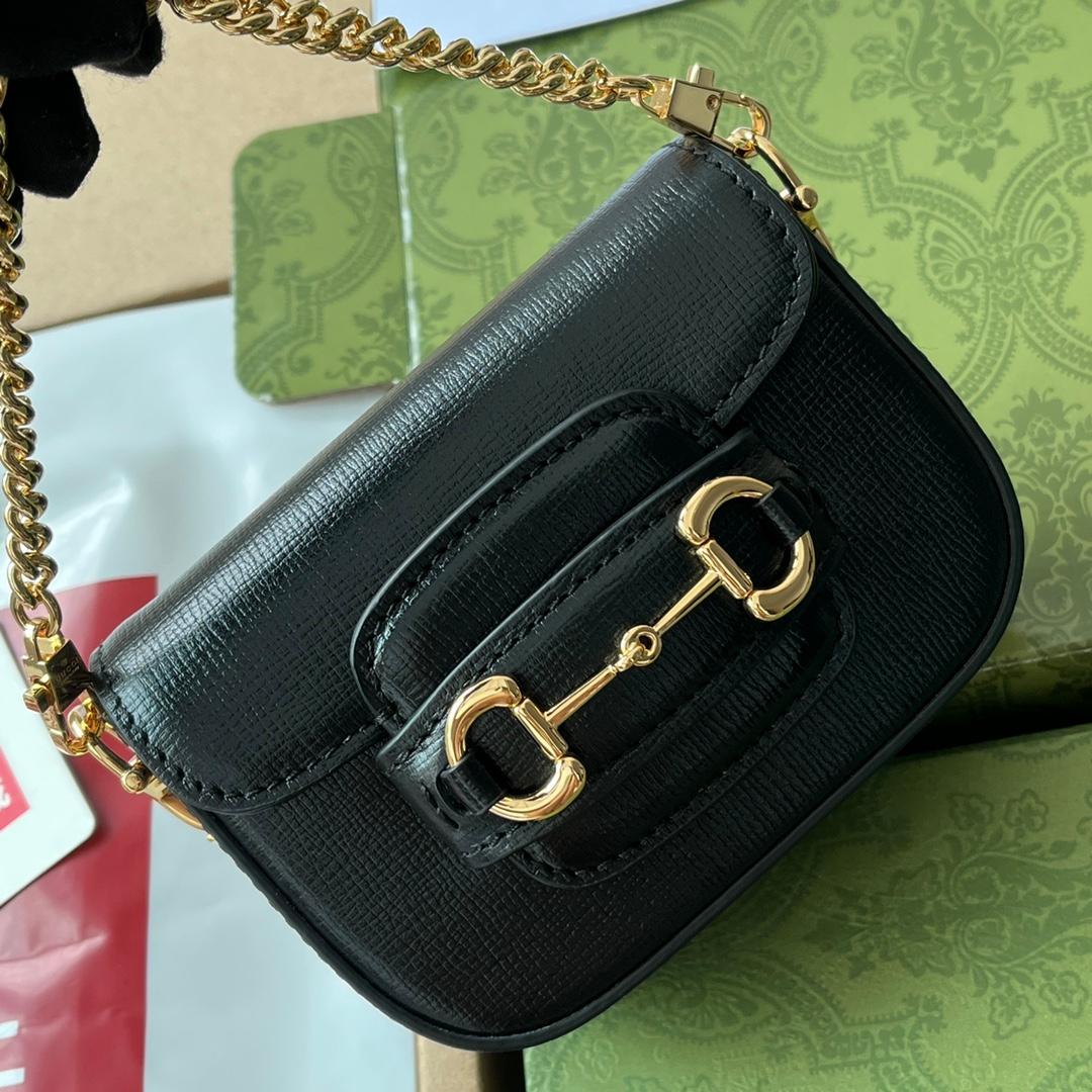 Gucci Horsebit 1955 Sangle Wallet Noir Pour Femmes, Sacs Femmes 4.7in/12cm GG 699760 18YSG 1060