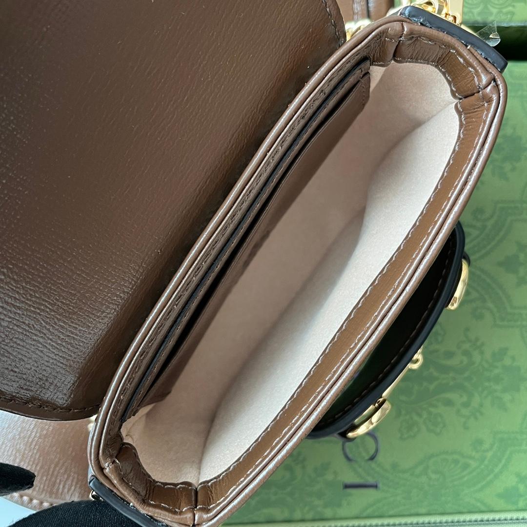 Gucci Horsebit 1955 Strap Wallet Brown For Women, Women's Bags 4.7in/12cm GG 699760 HUHHG 8565