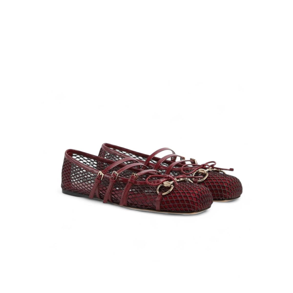 Gucci Horsebit Ballet Plat Rouge Mesh Pour Femmes 835077 FAEQZ 6207
