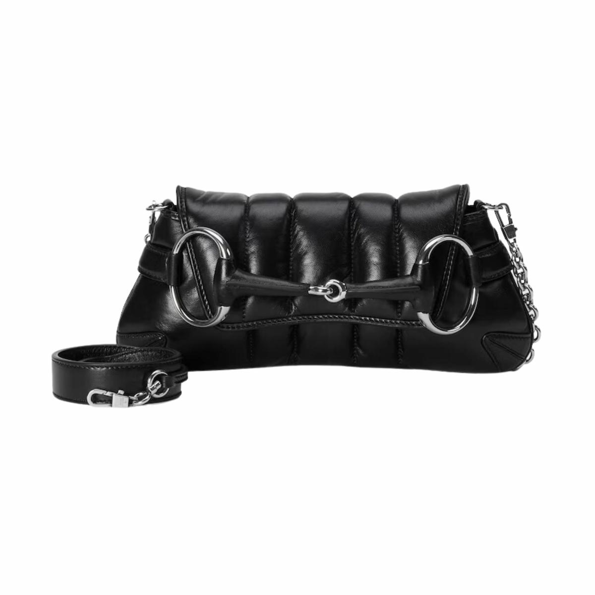 Gucci Horsebit chaîne petit sac noir épaule pour femmes 764339 AACU1 1000- 10,6 pouces/ 26,9 Cm -