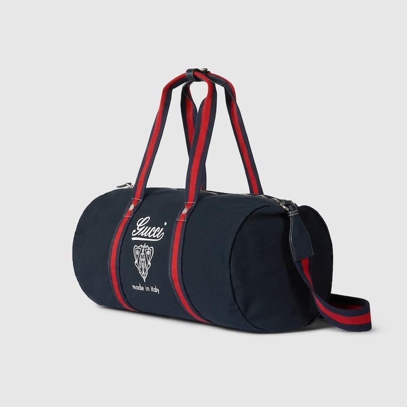 Gucci grand imprimé toile sac de volant bleu foncé 21.3in/54cm 816866 FAD78 4044