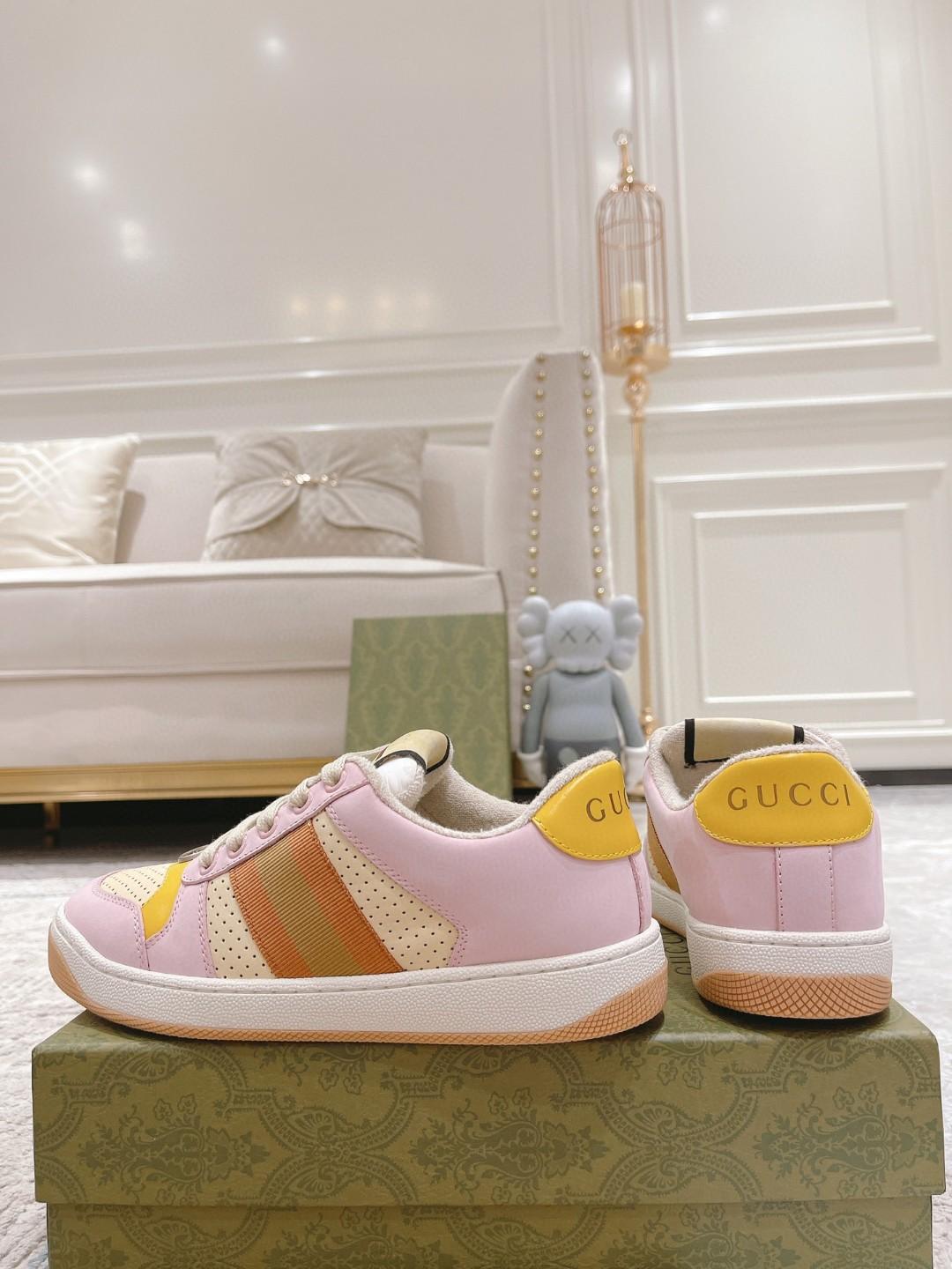 Gucci Lovelight Screener Sneaker Pale Pink For Men GG Shoes 708295 0YIA0 6960