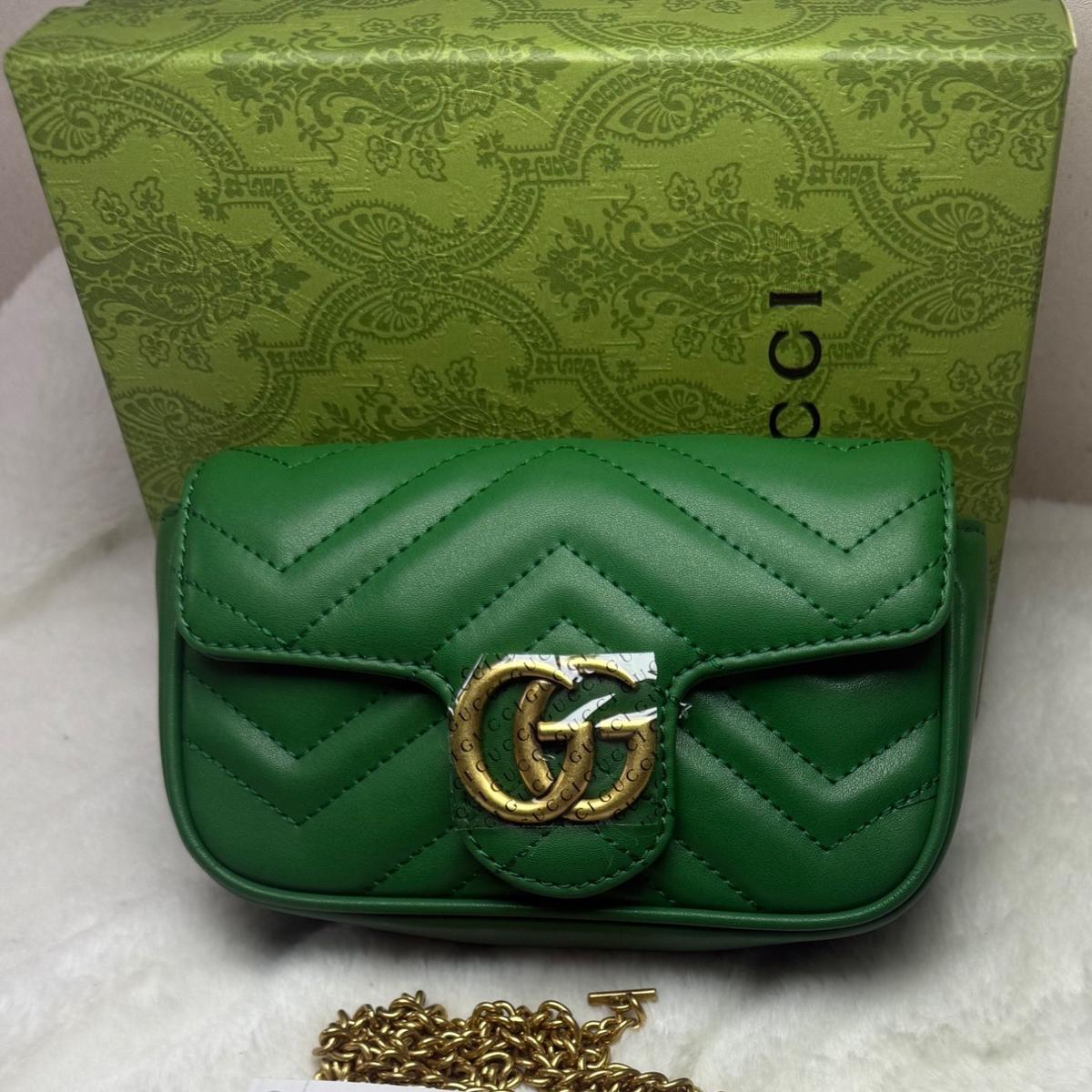 Gucci Marmont Matelassé Super Mini Bag Green Matelassé Chevron For Women 6.2in/16.5cm GG