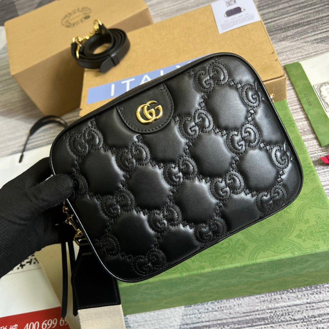 Gucci Matelasse Shoulder Bag Black For Women, Women's Bags 8.5in/22cm GG 702234 UM8HG 1046