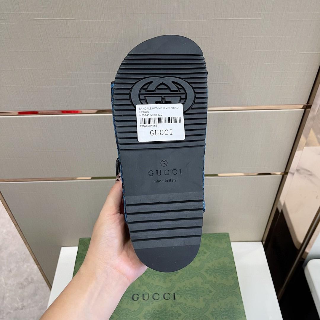 Gucci Men's Slide Sandal With Straps Blue And Green For Men 658020 2HK60