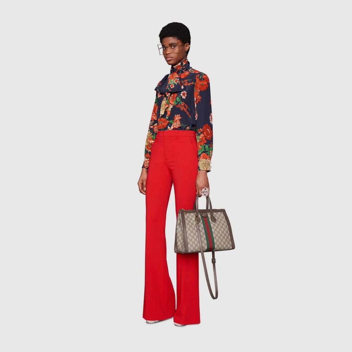 Gucci Ophidia moyen sac de poignée supérieure 13po/ 33cm Beige/Ebony Supreme Canvas Or Hardware pour femmes 524537 K05NB 8745
