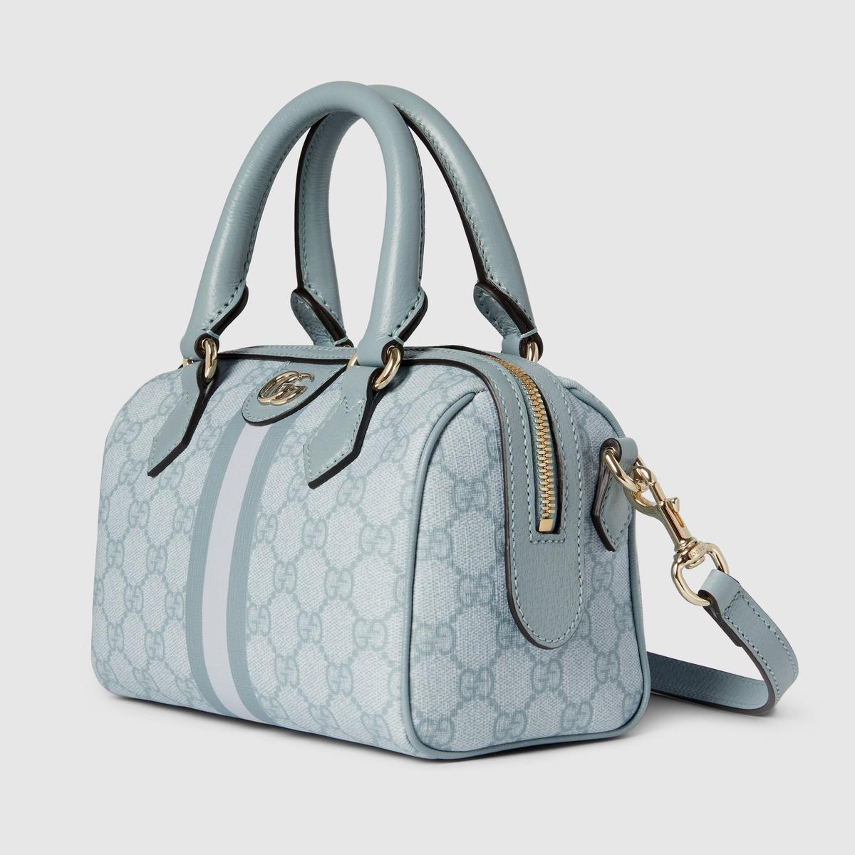 Gucci Ophidia Mini Top Handle Bag 8.4in/ 21.3cm Dusty Blue Gold Hardware For Women 772053 FAD03 8741