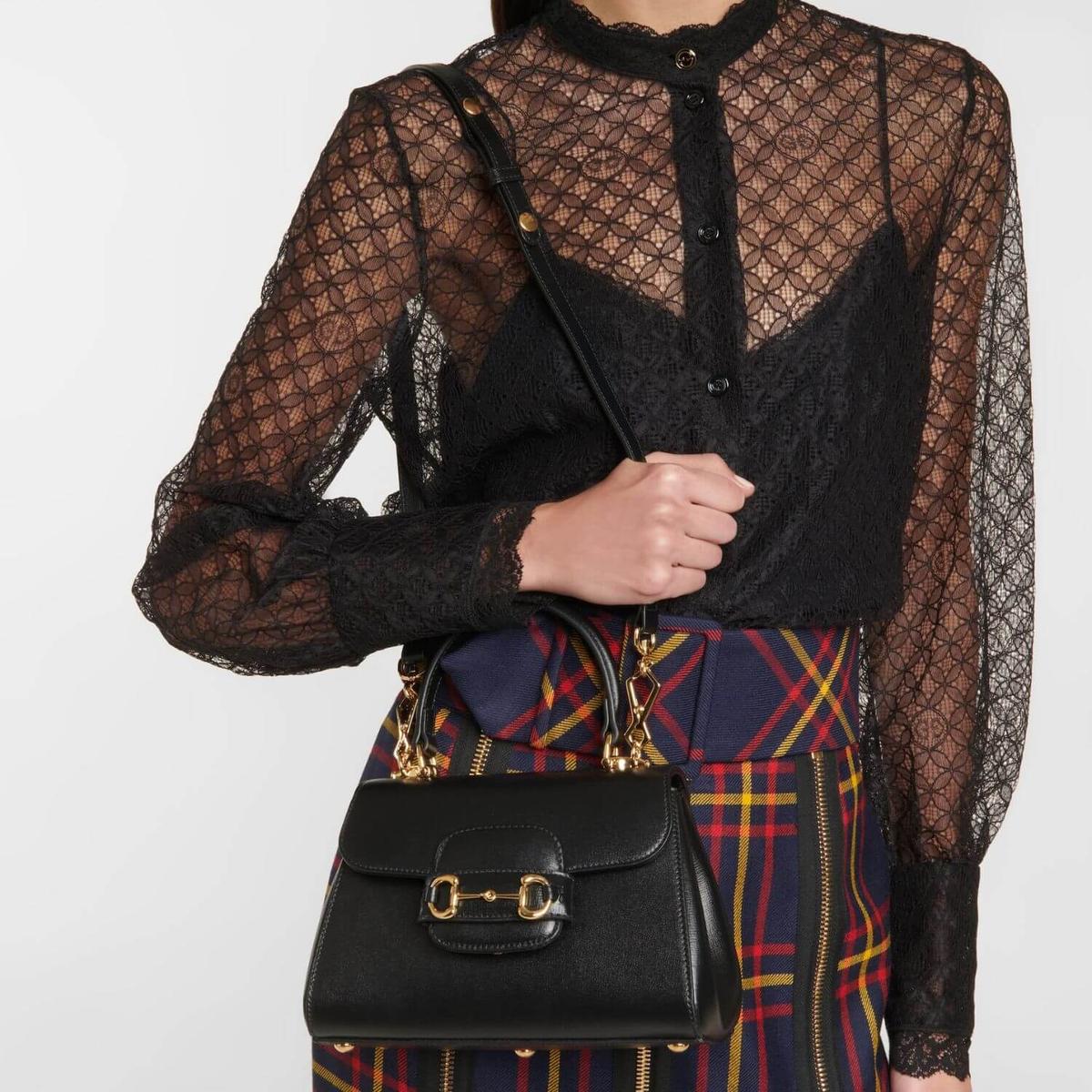 Gucci Horsebit 1955 Mini Shoulder Bag 8.6in/ 22cm Black Gold Hardware For Women 703848 AAA7G 1000
