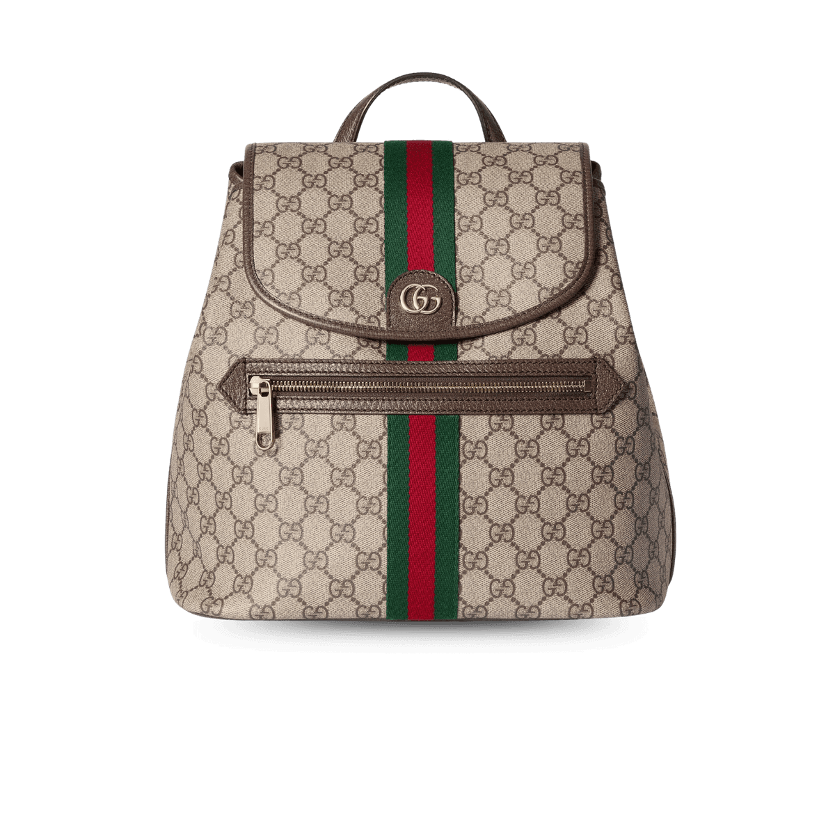 Gucci Ophidia sac à dos moyen 12po/ 30cm Beige/ Brun foncé Monogram Matériel d'or pour femmes 836855 FAE0J 9867