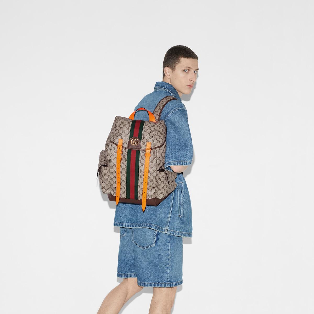 Gucci Ophidia Medium Backpack 15.7in/ 40cm Beige Gold Hardware For Men 598140 FADEB 9757