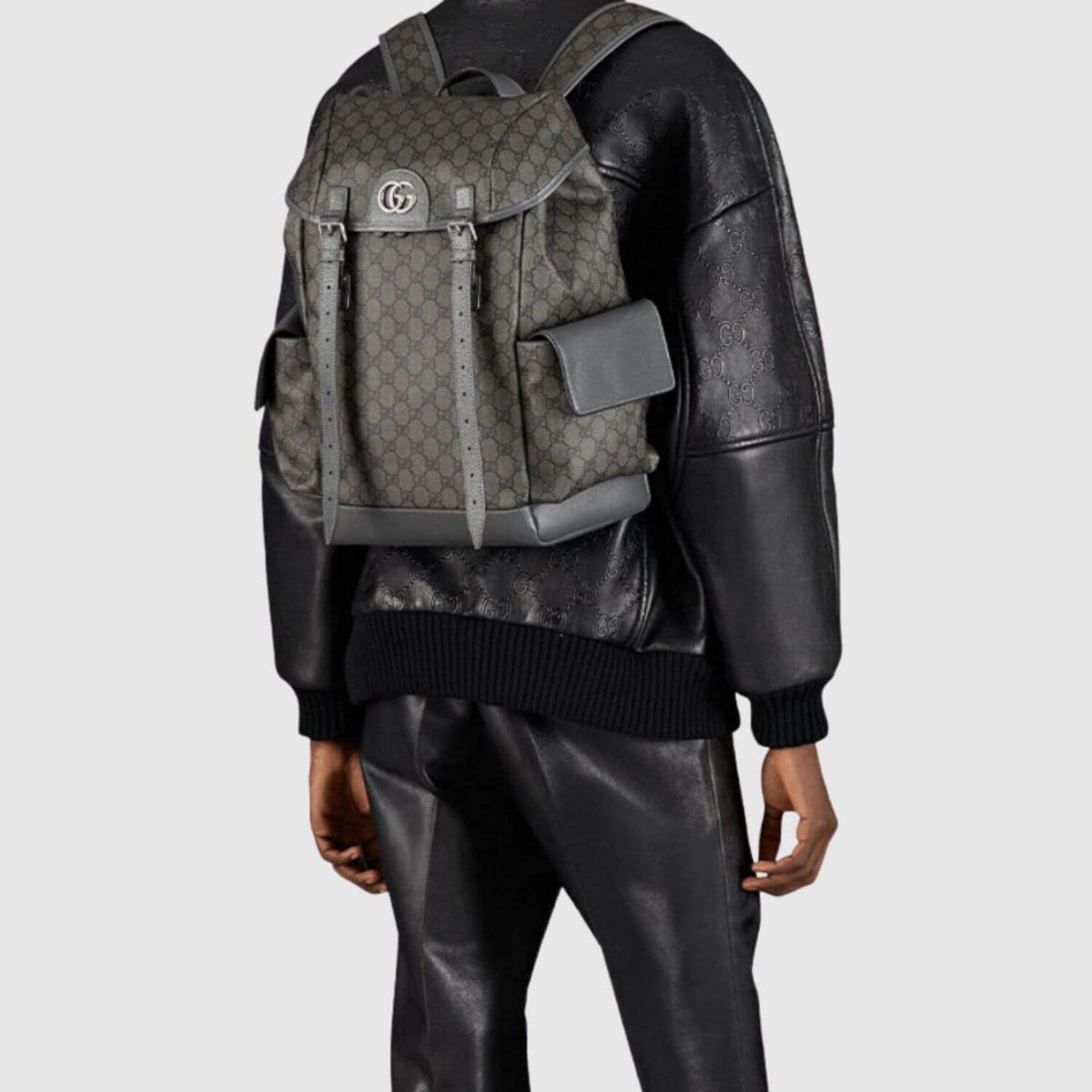Gucci Ophidia Medium Backpack 15.7in/ 40cm Grey Palladium Hardware For Men 598140 FABHU 8863
