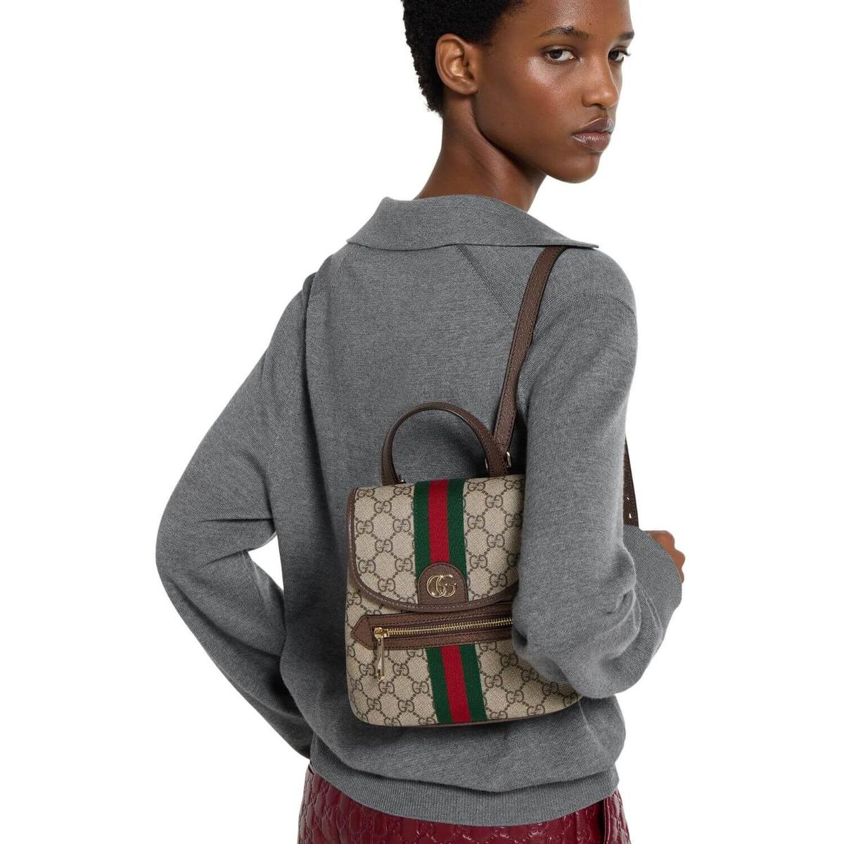 Gucci Ophidia Mini Sac à Dos 7,9 po/ 20 cm Beige/ Matériel d'or brun foncé pour les femmes