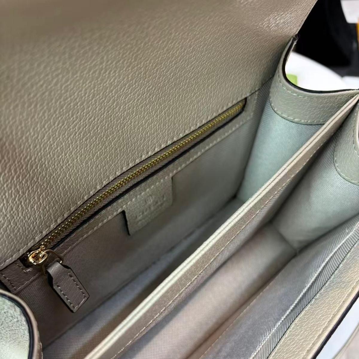 Gucci Ophidia petit sac de poignée supérieure 9.8in/ 25cm Beige/ Blanc Or Hardware pour femmes 651055 UULAG 9682