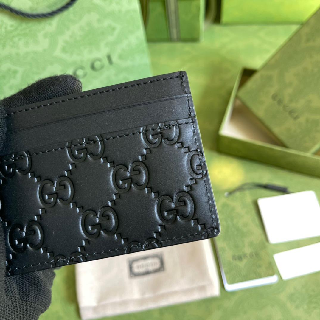 Gucci boîte de carte signature Hardware en métal noir pour hommes 4in/10cm GG 473927 CWC1N 1000