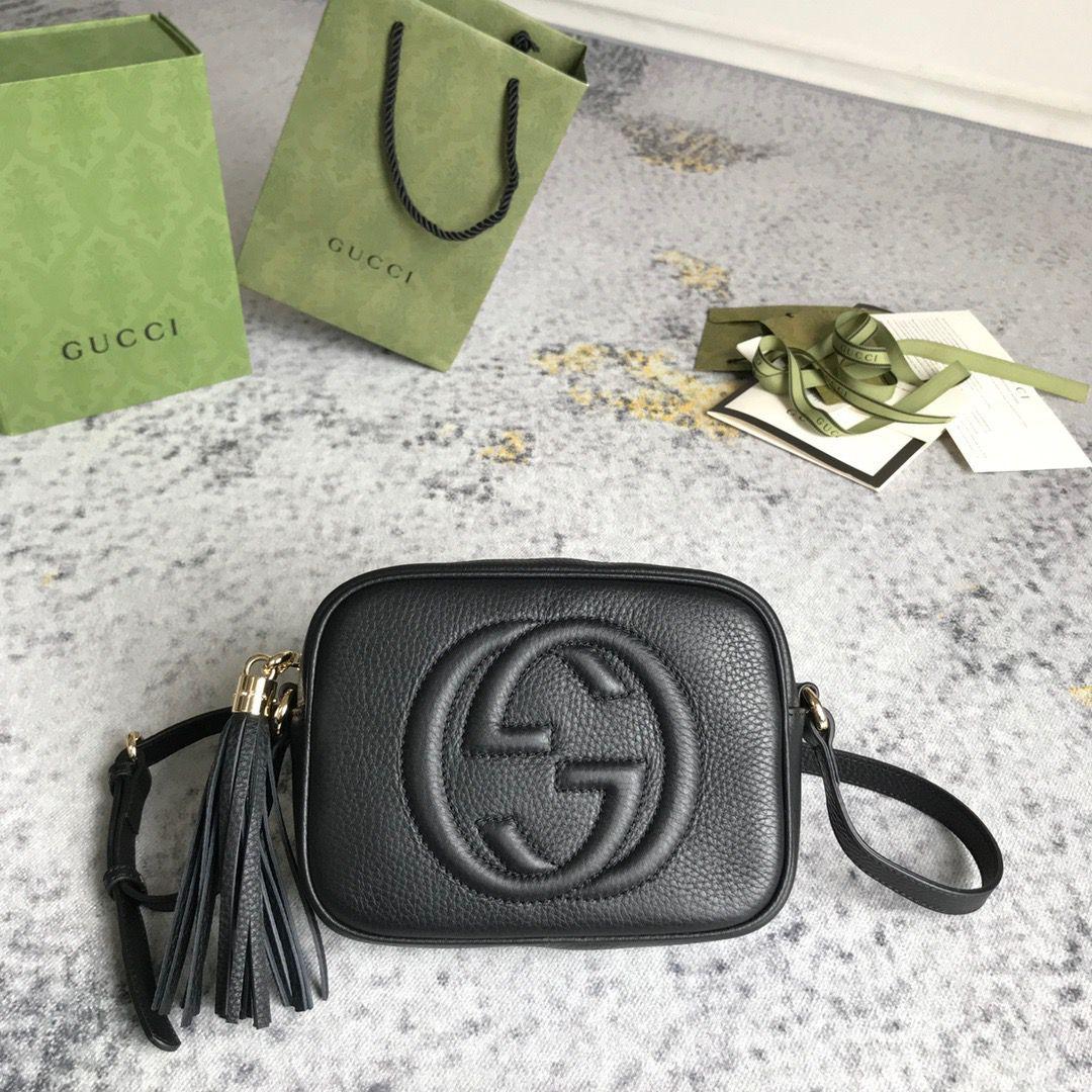Gucci Soho petit sac Disco noir pour les femmes 8in/21cm GG 308364