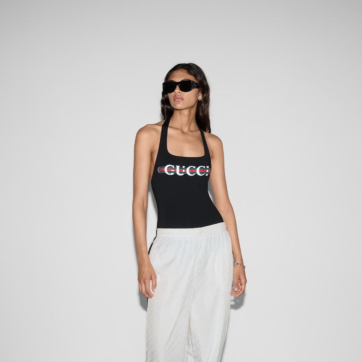 Gucci Sparkling Jersey Swimsuit With Print Black For Women 820749 XHAKC 1152
