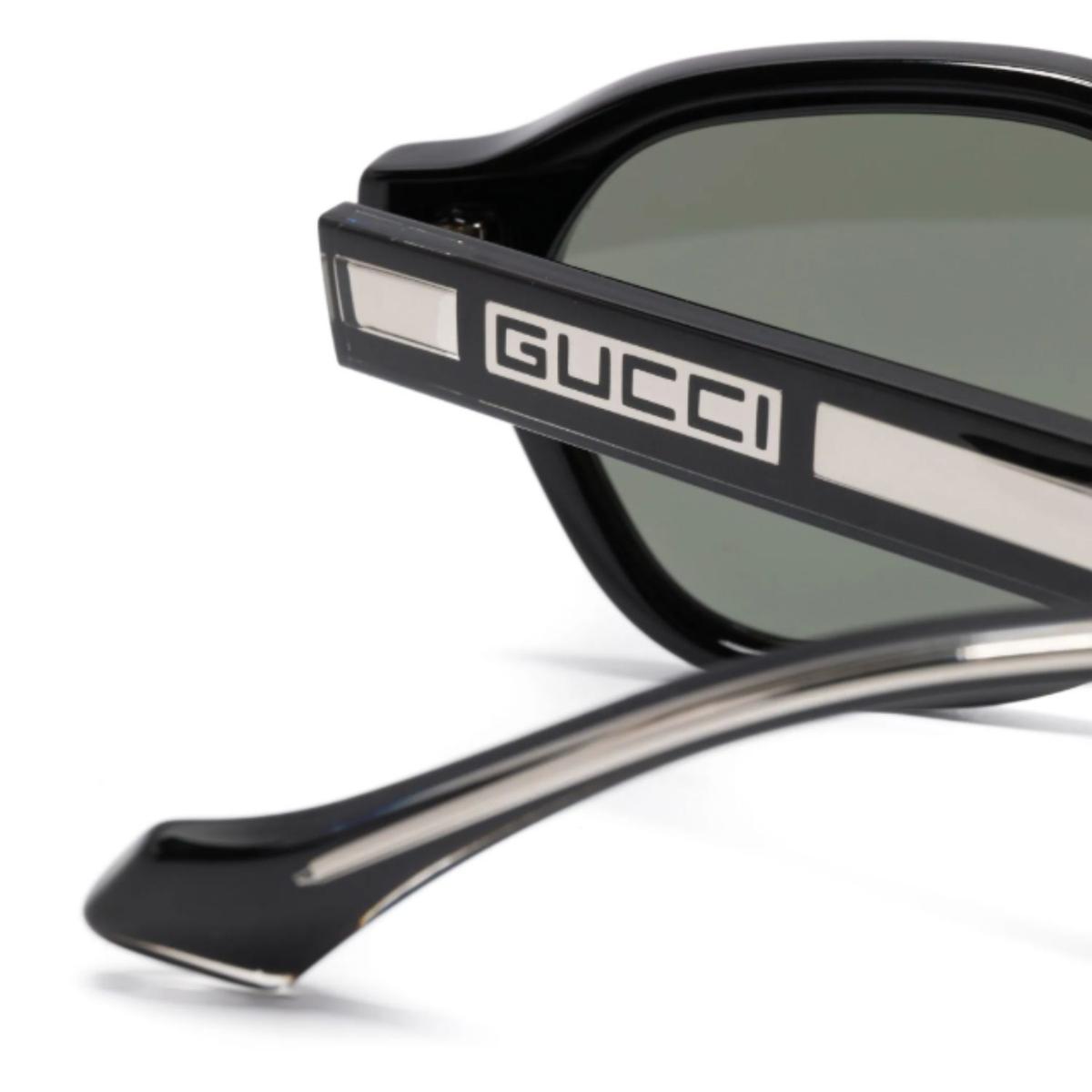 Gucci Sunglasses Glossy Black With Silver Toned
