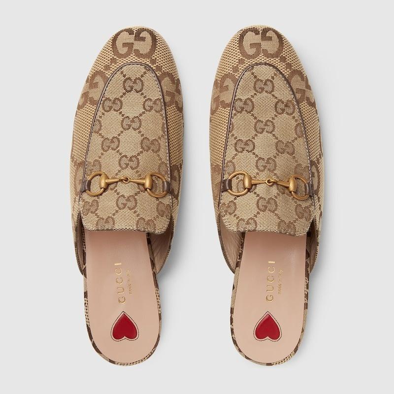 Gucci Women's Jumbo GG Princetown Slipper By Canavas Brown For Women GG 475094 UKO60 2588