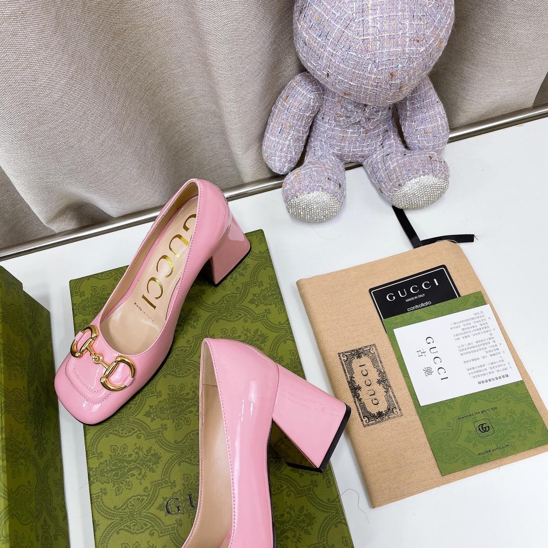 Gucci Women's Mid-Heel Ballet Flat With Horsebit Light Pink For Women GG