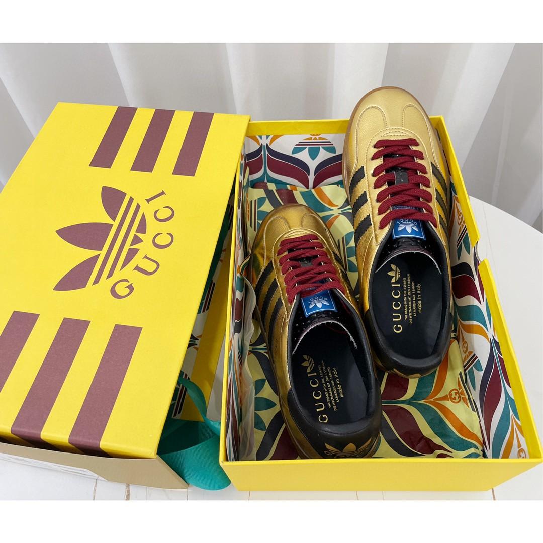 Gucci x Adidas Homme Gazelle Sneaker Or métallisé pour hommes 707847 AAA2M 8043