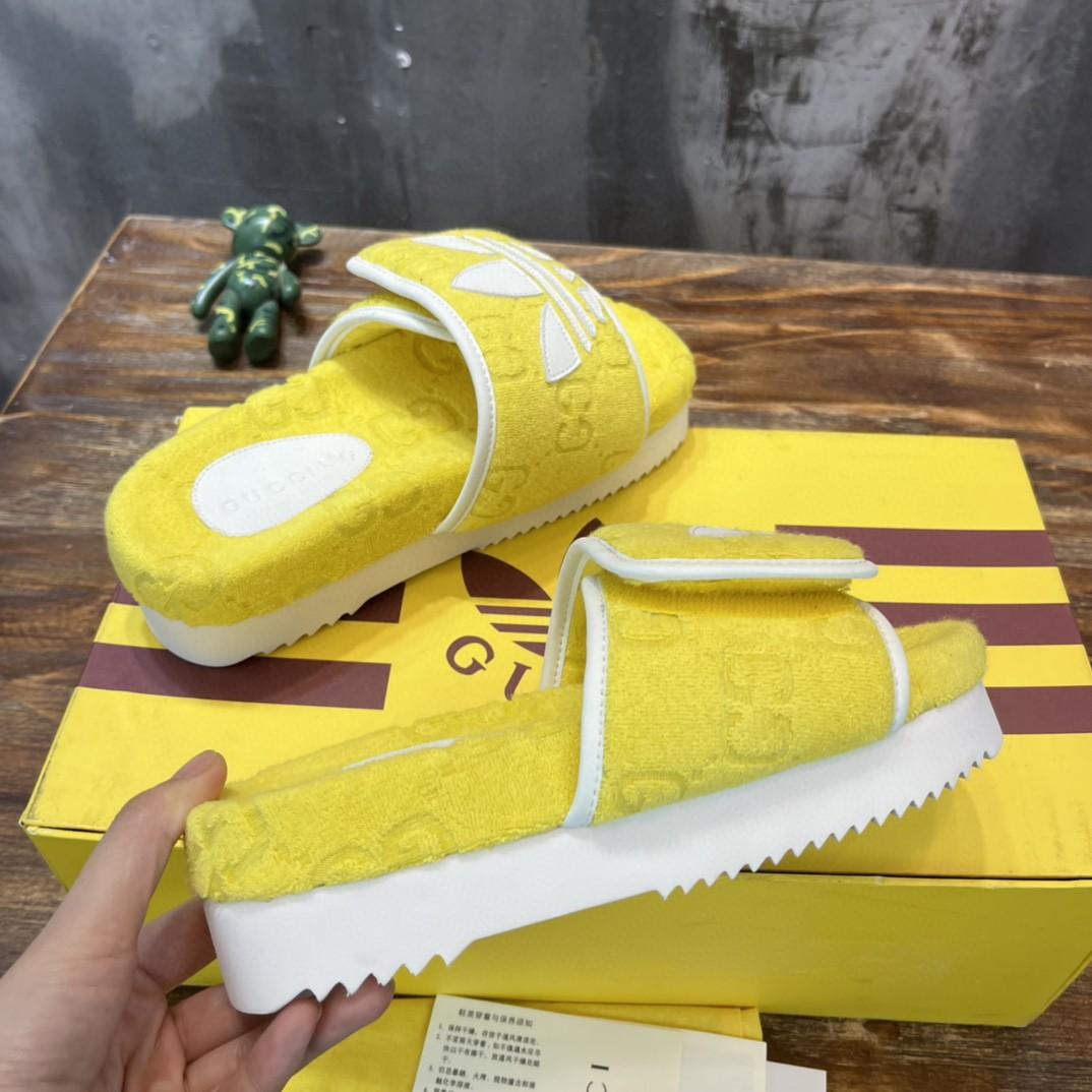 Gucci x Adidas Men's Sandal With Platform And GG Yellow For Men 702398 UU010 7171