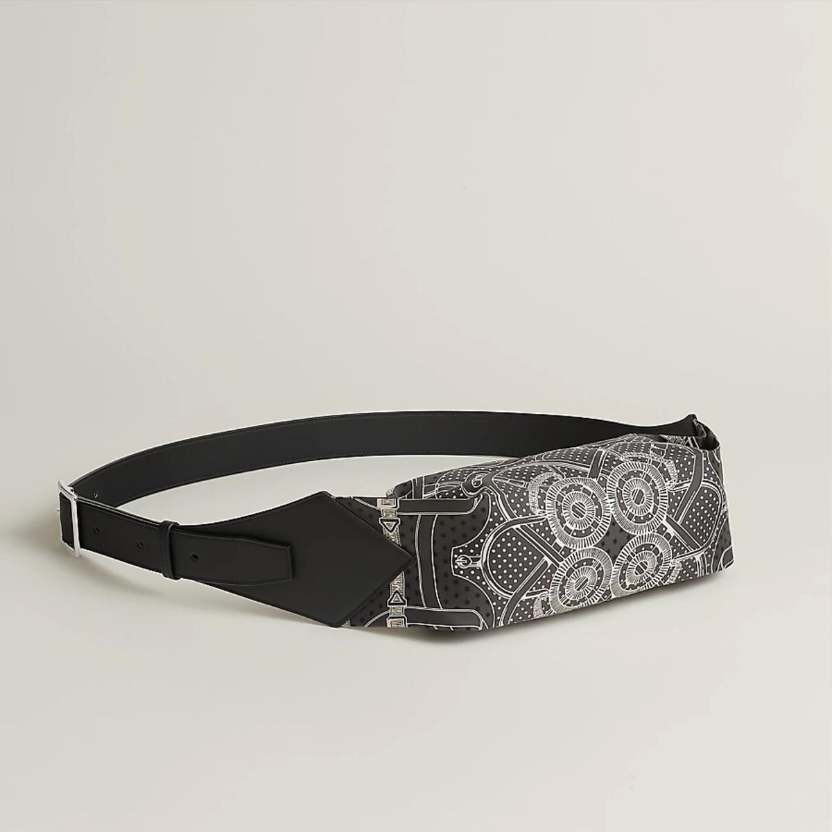 Hermes Banasilk Belt Bag Black For Men 14cm/5.7in