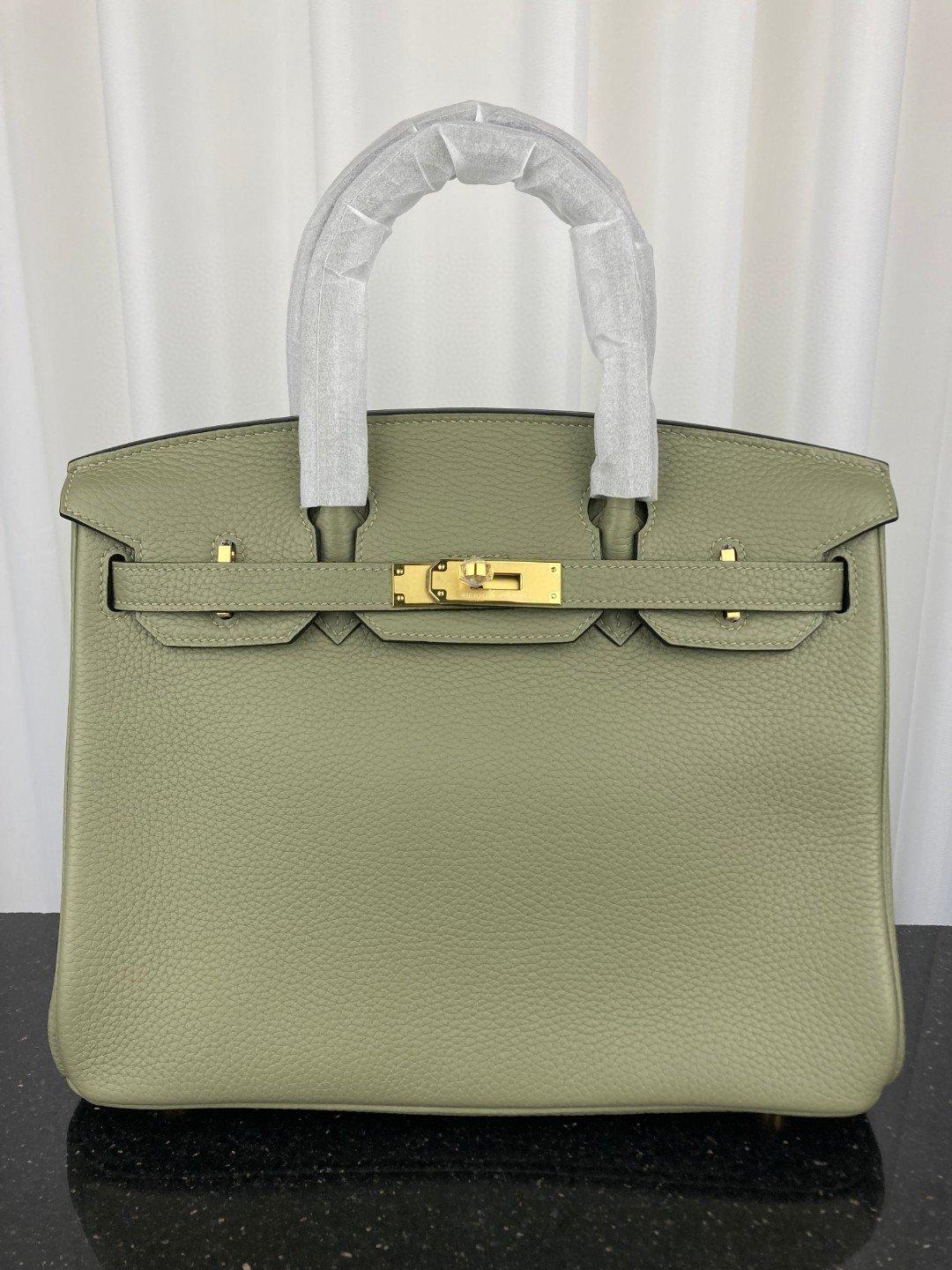 Hermes Birkin 30 Top Handle Bag 11.8in/ 30cm Green Moss Gold Hardware For Women