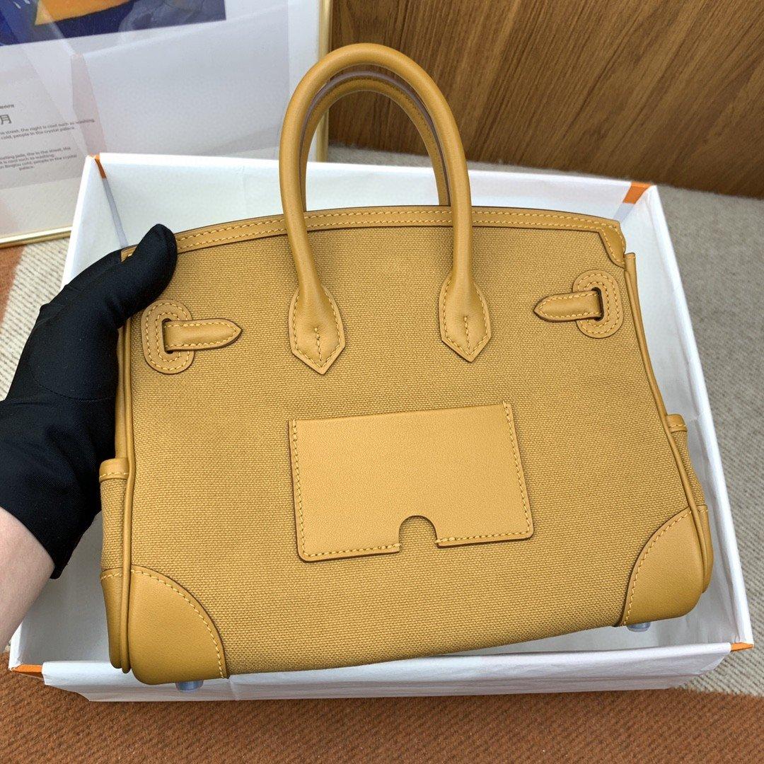 Hermes Birkin Cargo 25 Top Poignée Sac 9.8in/ 25cm Beige Argent Matériel pour femmes