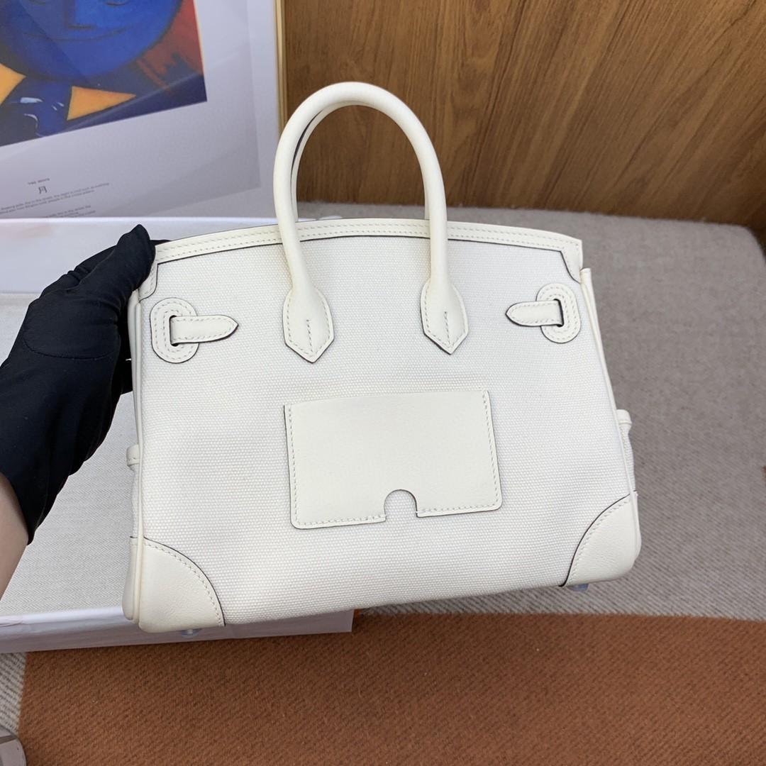 Hermes Birkin Cargo 25 Top Handle Bag 9.8in/ 25cm White Silver Hardware For Women