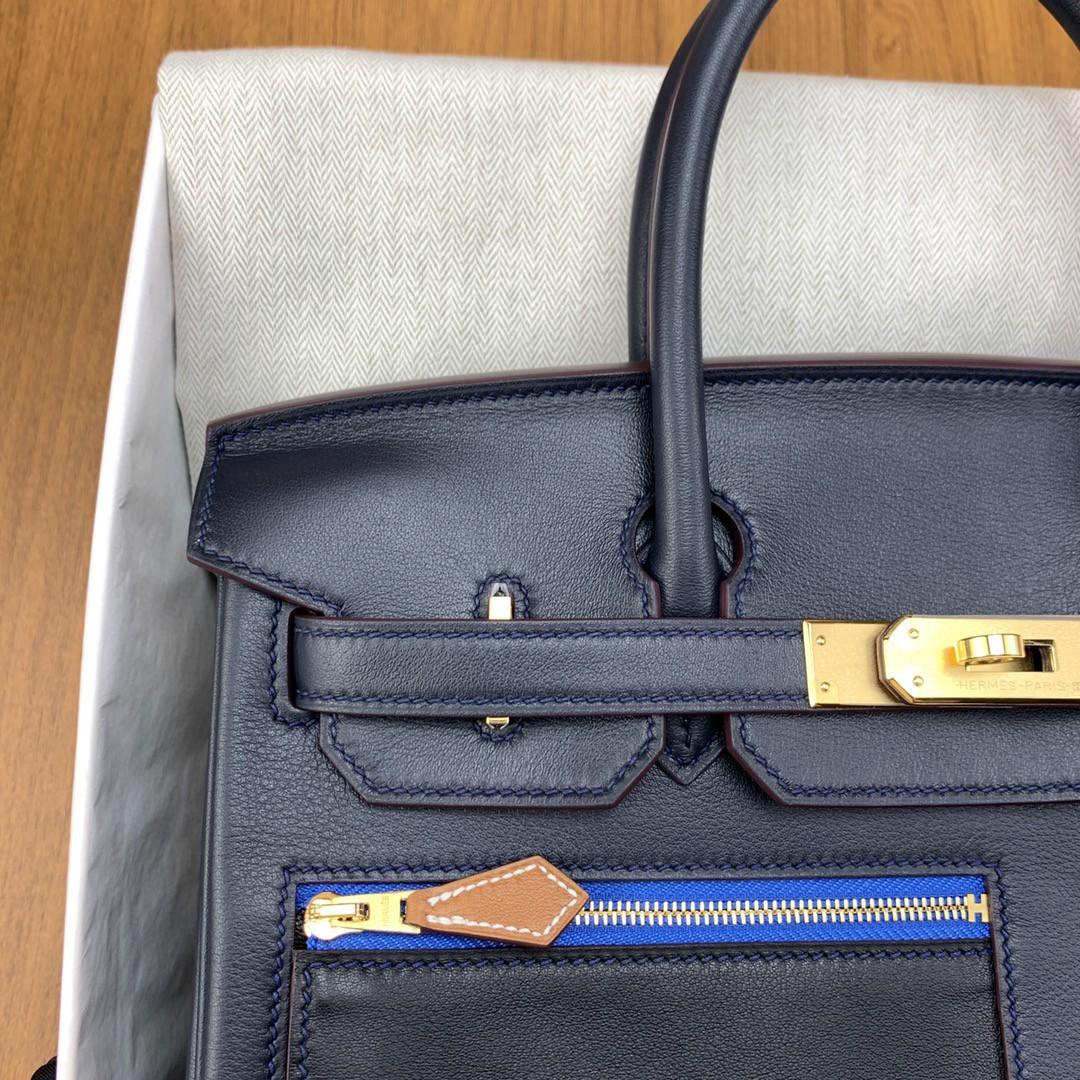 Hermes Birkin Colormatic Top Poignée sac 11.8in/ 30cm Navy Blue Gold Toned Hardware pour femmes