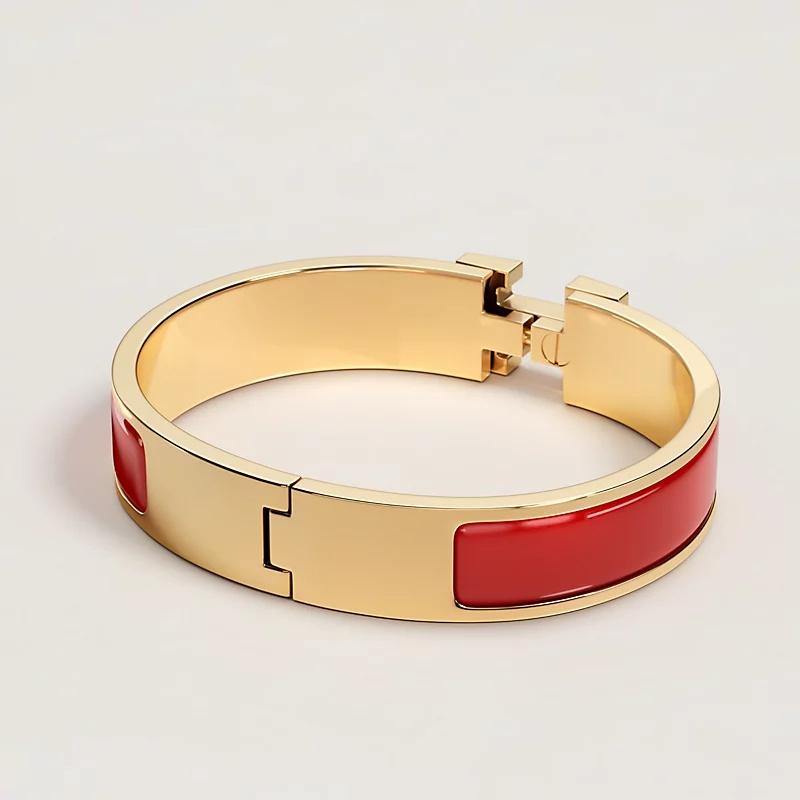 Bracelet Hermes Clic H Rouge Amarante Or Hardware pour femmes H700001F 94PM