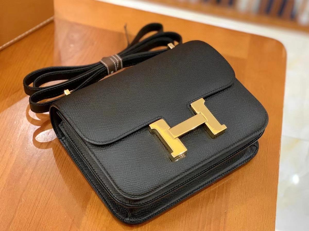 Hermes Constance 23 Epsom Black For Women, Women's Handbags, Shoulder Bags 9in/23cm