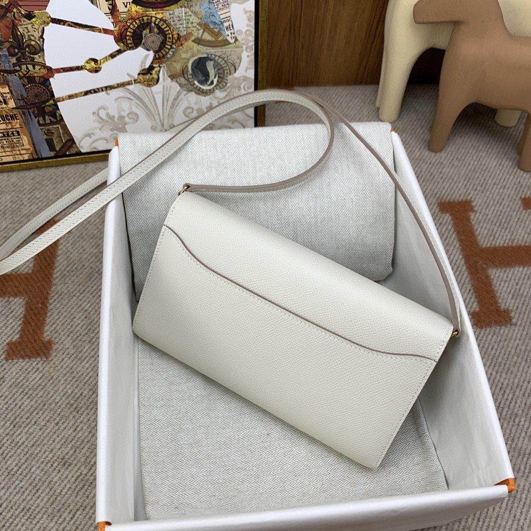 Hermes Constance To Go Long Wallet 8.3in/ 21cm White Gold Hardware Bag For Women