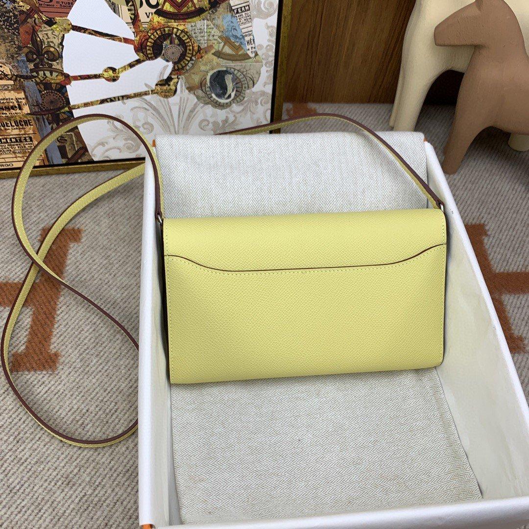 Hermes Constance To Go Long Wallet 8.3in/ 21cm Yellow Silver Hardware Bag For Women