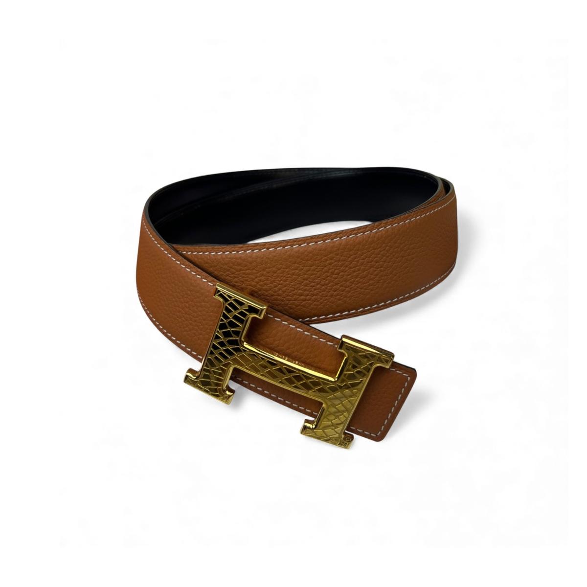 Hermes Constance Martelee Buckle Ceinture réversible de 40mm brun pour les femmes