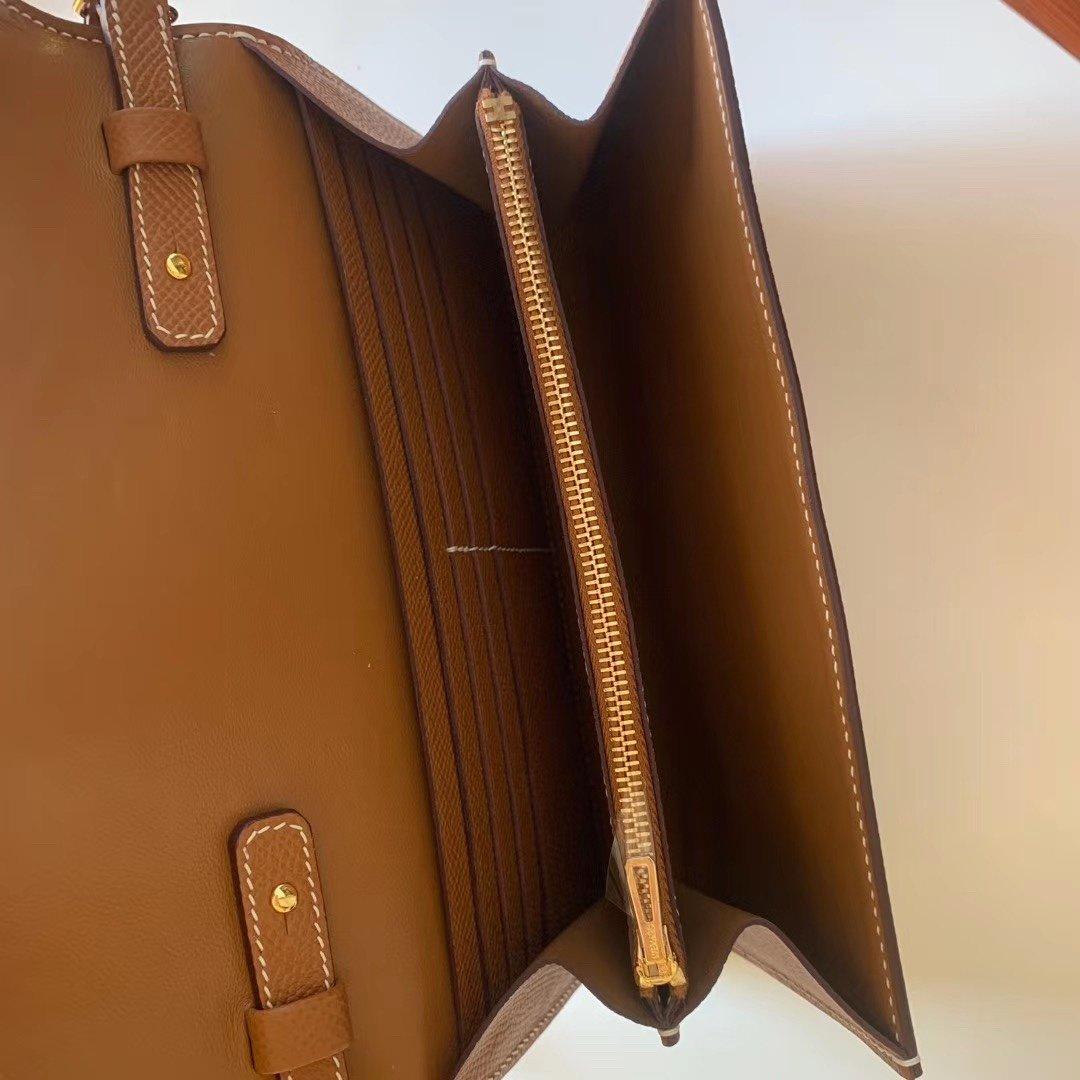 Hermes Constance To Go Long Wallet 8.3in/ 21cm Brown Gold Hardware For Women