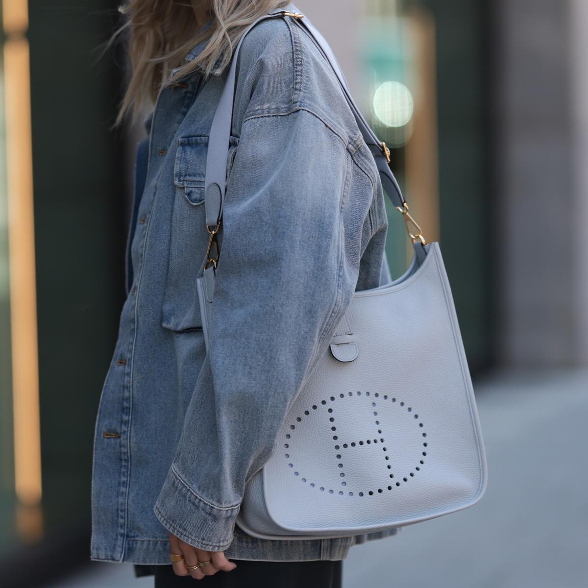 Hermes Evelyne III 29 Bag Light Blue With Silver-Toned Hardware For Women, Women's Shoulder And Crossbody Bags 11.4in/29cm H056277CK18