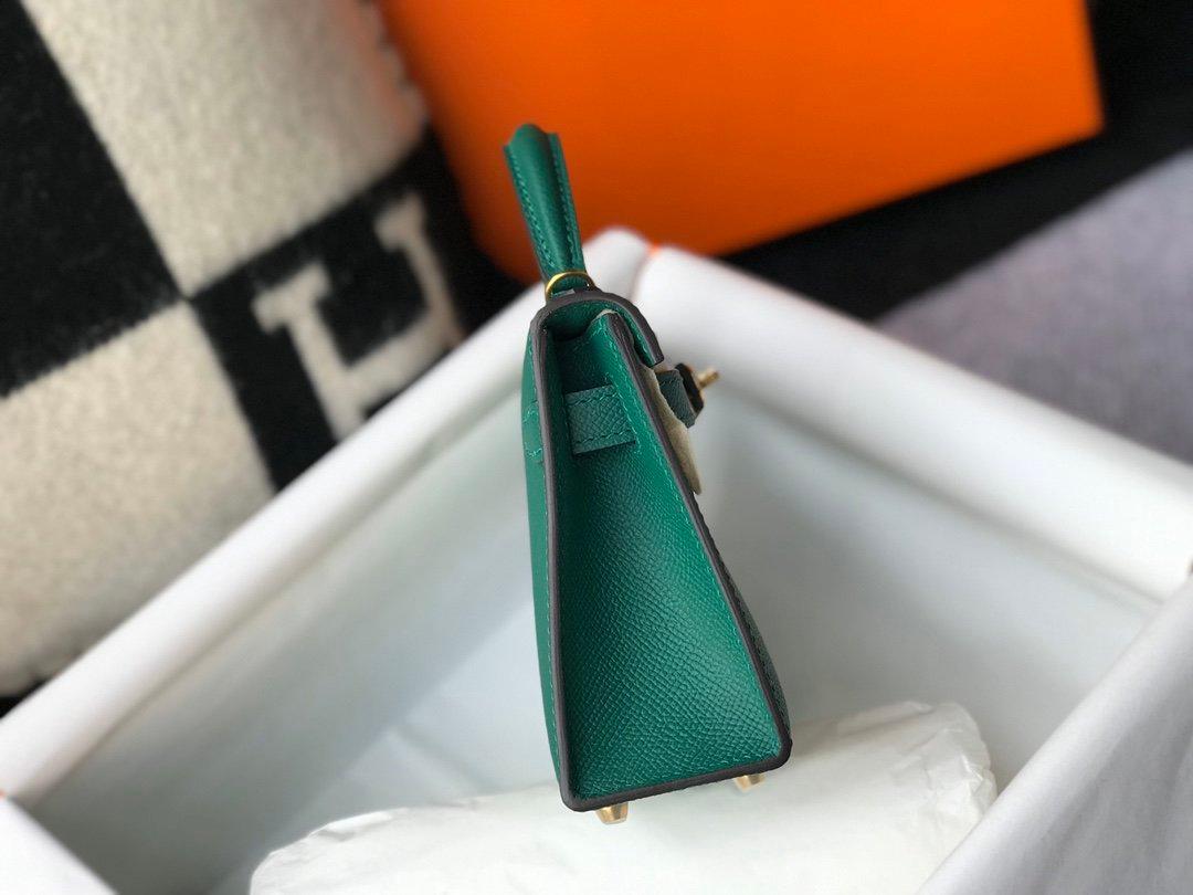 Hermes Kelly 19 Vert avec sac de matériel tonique or pour femmes, sacs à main pour femmes, sacs à épaule 7.5in/19cm