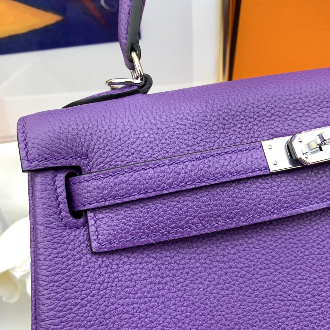 Hermes Kelly 25 Retourne Togo Sac pourpre pour femmes, Sacs à main pour femmes, Sacs à épaule 10in/25cm