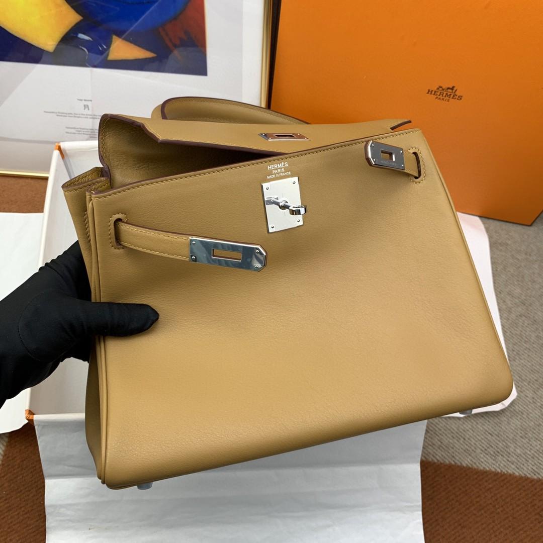 Hermes Kelly 28 Evercolor Gold Bag pour femmes, Sacs à main pour femmes, Sacs à épaule 11in/28cm