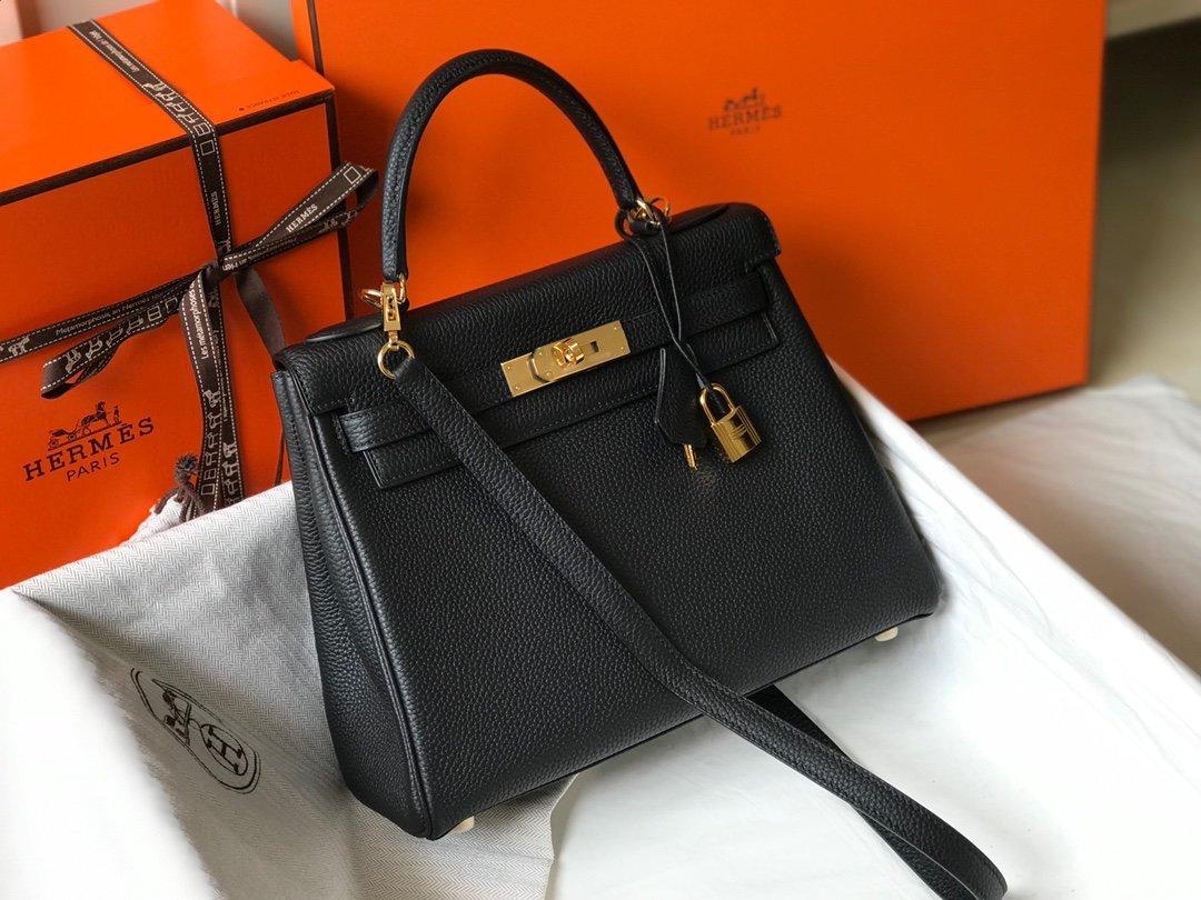 Hermes Kelly 28 Retourne Togo Sac noir pour femmes, Sacs à main pour femmes, Sacs à épaule 11in/28cm