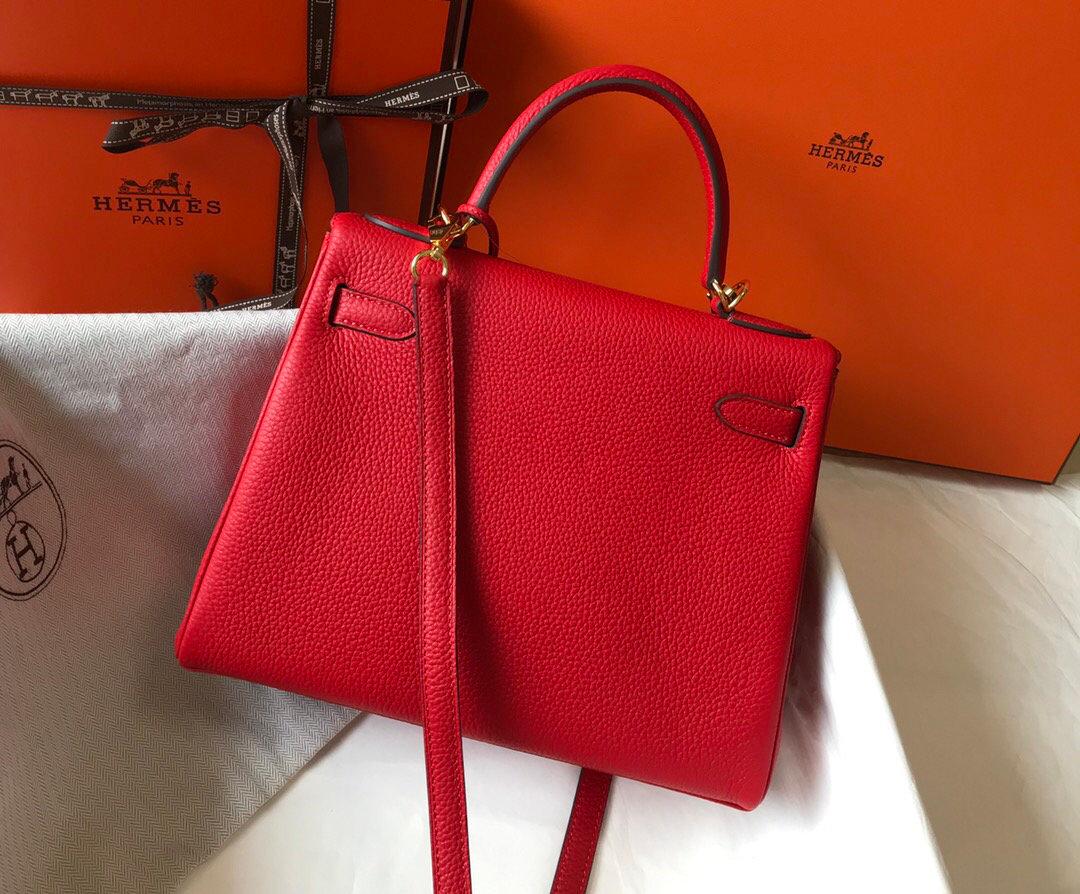 Hermes Kelly 28 Rouge Sac Casaque Togo pour femmes, Sacs à main pour femmes, Sacs à épaule 11in/28cm