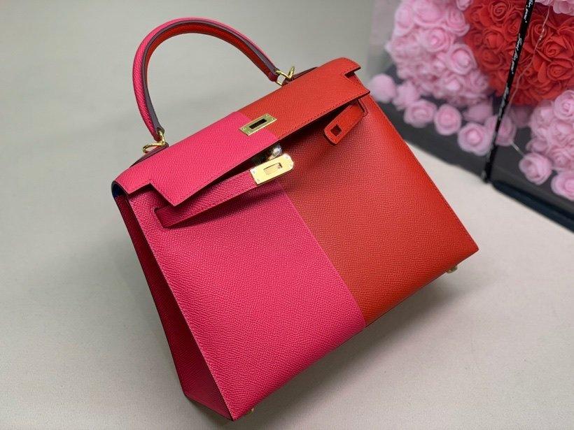 Hermes Kelly 28 Sellier Epsom Sac Rouge/Pink Pour Femmes, Femmes Sacs à main, Sacs à épaule 11in/28cm