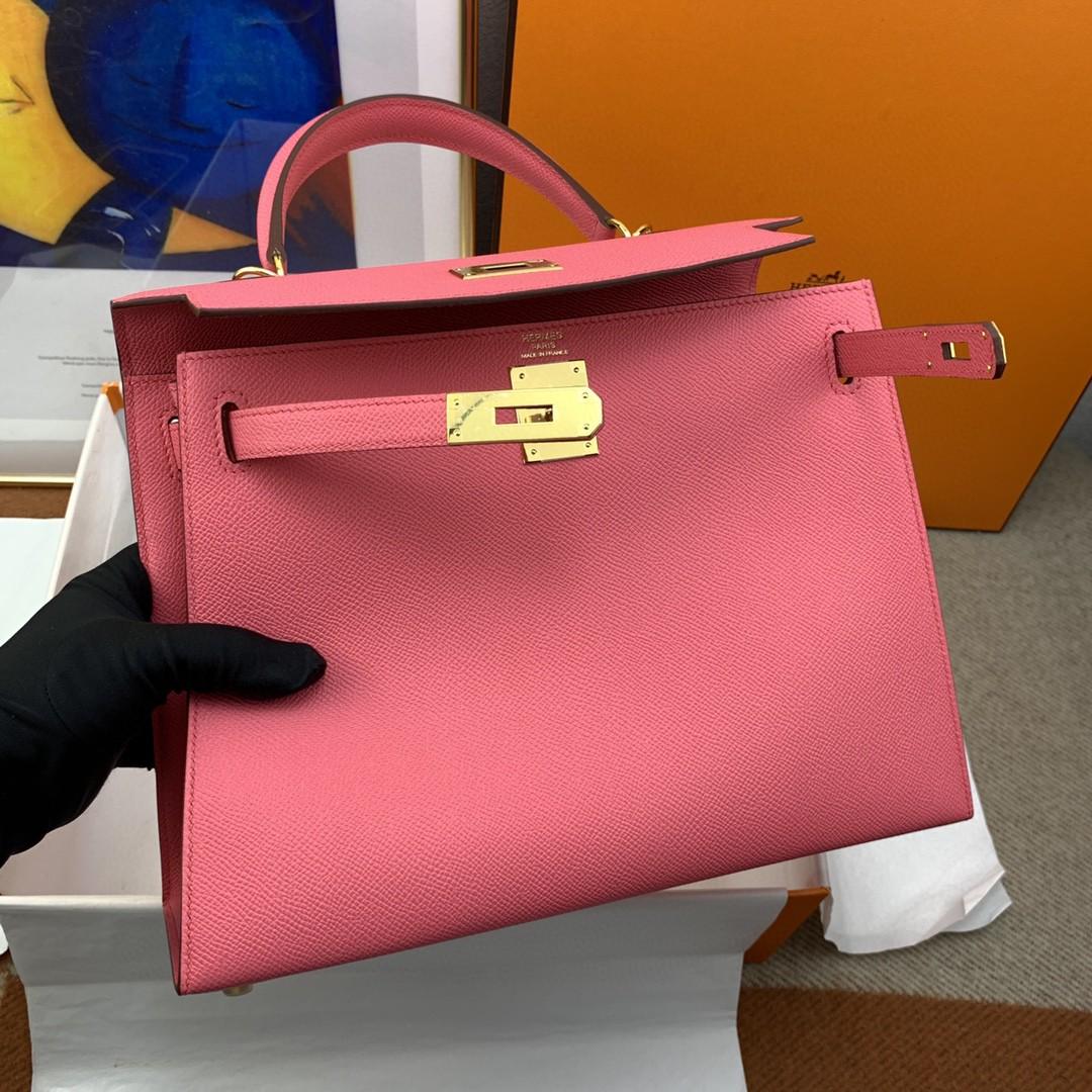 Hermes Kelly 28 Sellier Epsom sac rose pour femmes, sacs à main pour femmes, sacs à épaule 11in/28cm