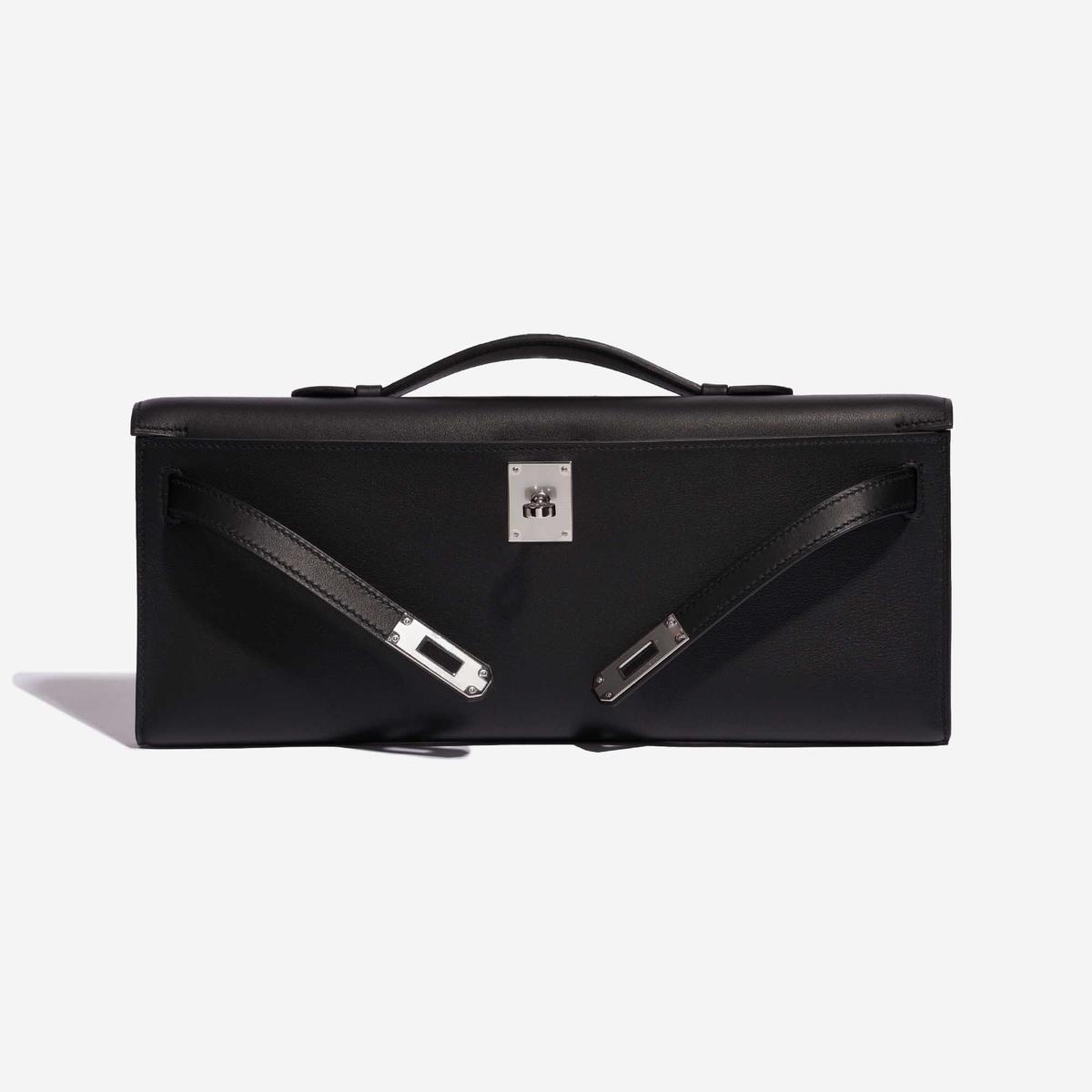 Hermes Kelly Cut Clutch Top Handle 12.2in/ 31cm Black Swift Silver Hardware For Women