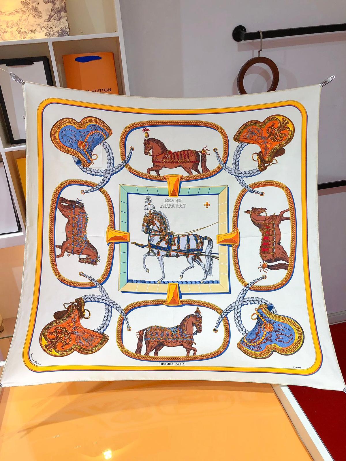 Hermes Les Parfums Monochrome Silk Scarf White For Women